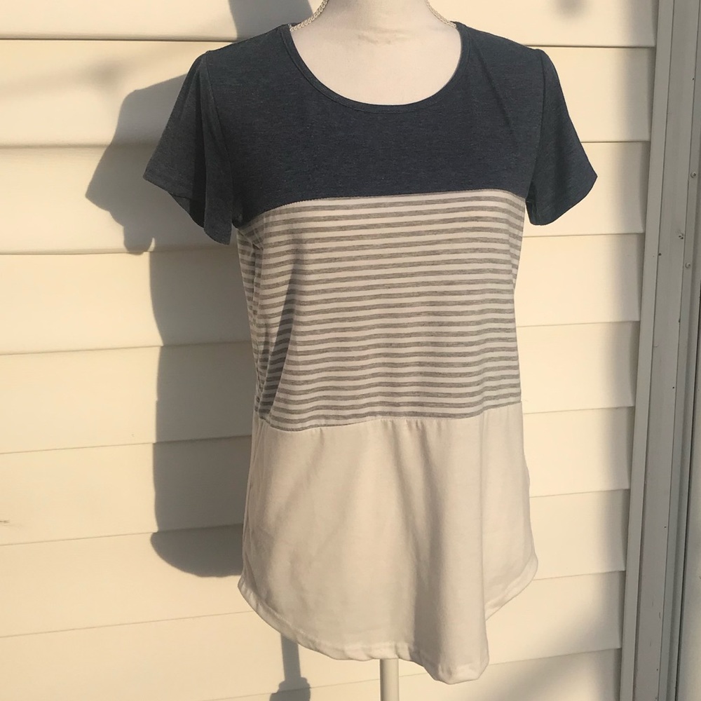 Navy Striped Short Sleeve Shirt - Picture 2 of 5